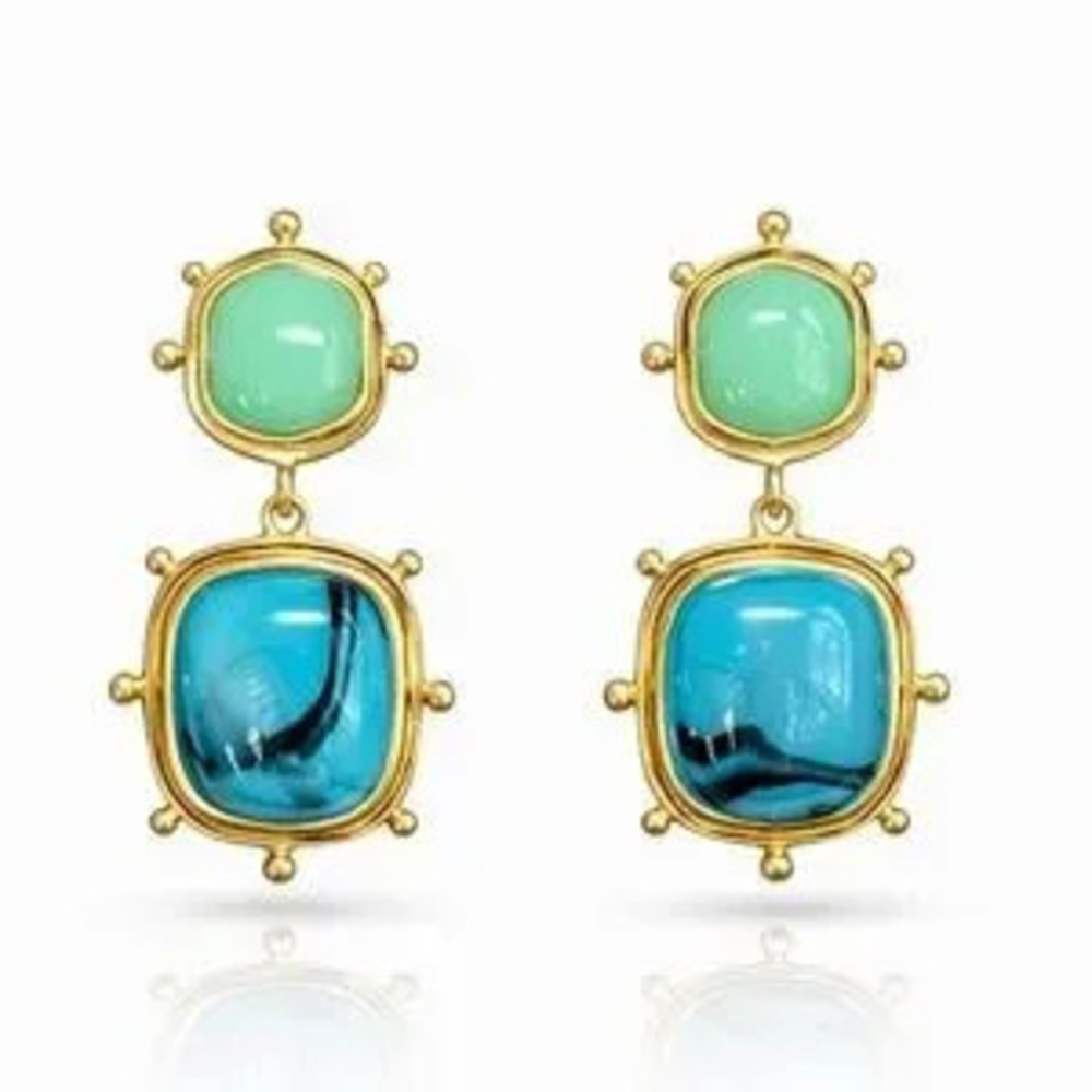 Elegant Gold and Turquoise Earrings